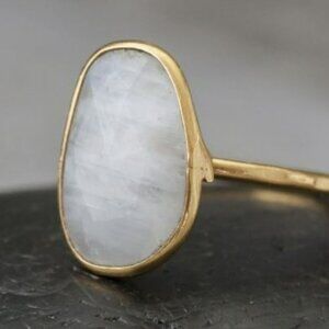 Teardrop Moonstone Ring | 22k Gold Plated | Healing Gemstone Jewelry